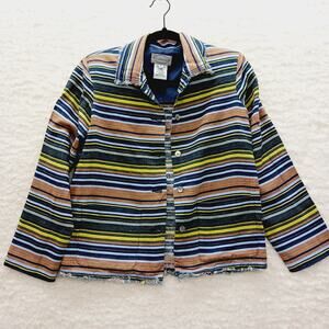 Blouse Jacket Size P Stripe MOP Buttons Boho Retro Coastal Cowgirl Grandma Y2K